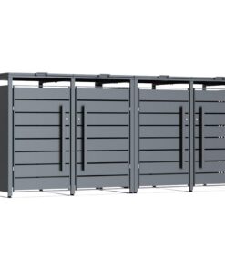 CHOSHOME Mülltonnenbox 4er Set für 240L - Witterungsbeständig - Anthrazit - Abschließbar - inkl. Erweiterung - Gartenmül