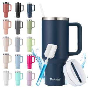 Bukaty Thermobecher mit Strohhalm und Henkel für Kaffeedrinkern zu Hause und Aufreisen 30oz/0.9L Vakuum Isolierbecher
