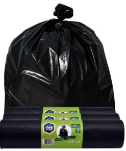 Universal-Müllsäcke 360L - Robuste Abfallsäcke - XXL Große - Basic Set - 35µm - schwarze Müllbeutel - 120x150cm - Regran