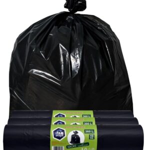 Universal-Müllsäcke 360L - Robuste Abfallsäcke - XXL Große - Basic Set - 35µm - schwarze Müllbeutel - 120x150cm - Regran
