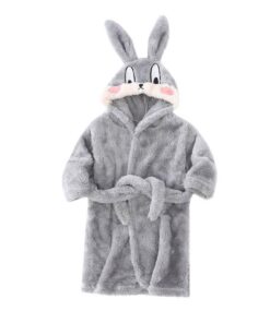 Kuschel Bademantel Kinder XINYUNZU Warm Winter Bathrobe Mit Tier-Kapuze 2-14 Jahre