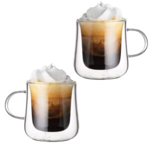 Hausleben 2er Set Mundgeblasene Doppelwandige Thermogläser – Hitzebeständige Teegläser & Kaffeegläser (300ml) Hauslebe