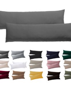 Seitenschläferkissen Bezug 40x145 2er Set Hypoallergen mit Reißverschluss Anthrazit