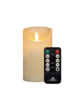 Große LED Stumpenkerze Elfenbein Ivory ø 10cm x 15cm - Timer und Flackereffekt Weihnachtsbeleuchtung - flammenlose LED K
