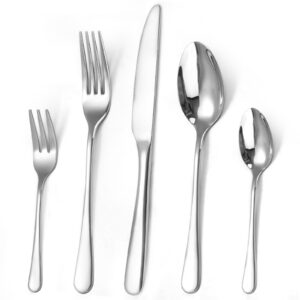 Besteck Set für 6 Personen + Edelstahl + Spülmaschinenfest + Essbesteck Set + Messer Gabel Löffel + Edelstahl Spiegelpol