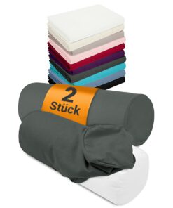 NPlusEins 2er Pack Bezüge und Nackenrolle - ca. 40 x 15 cm - 1467.2080, 1 Pack (2 Stück) - Qualitäts Bezüge in Titanium