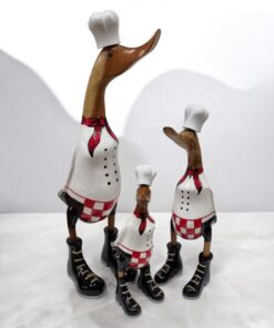 Kinaree Deko Ente Holz – Handgeschnitzt im Koch-Outfit – Küchen-Dekoration für Gaststätten