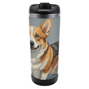 HETVBNS Corgi Pattern Tumbler Hot Cold Drinks Gym Office Leaktight Insulated