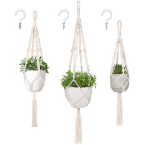 Mkouo 3stück Boho Deko für Innen und Außengewerbe mit Baumwollseil und Quasten 66cm/86cm/104cm