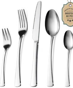 Bestdin Edelstahl Besteck Set 12 Personen, Hochwertiges Spülmaschinenfestes Besteck, Edelstahl Messer Gabel Löffel, 60 t