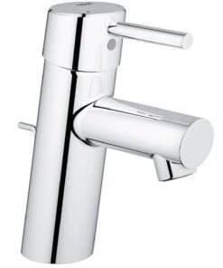 GROHE Concetto Wassersparendes Waschtischhydrant für das Bad mit Zugstangen-Ablauf, langlebige Oberfläche und einfache I