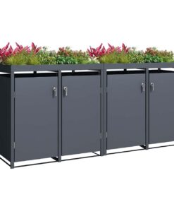 SCHARTEC 240L Mülltonnenbox erweiterbar mit Pflanzendach für 4 Einheiten