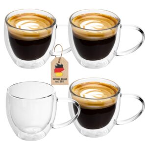 INTIRILIFE 4X Doppelwandige Thermo Gläser Set - Mundgeblasen isoliert für Espresso und Cappuccino -.taucht auf 200-250ml