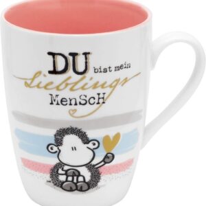 Sheepworld Kaffeetasse mit Spruch "Mensch" | Porzellan, 35 cl | Ideal geschenkt für Liebepaare | Lieblingsbecher von She