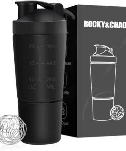 ROCKY&CHAO Proteinshake für Outdoor Enthusiasten mit Edelstahl Becher und Wasserflasche | 700g Proteinuncio (200ml Eiwei