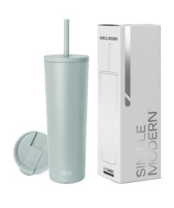 Simple Modern Thermobecher für Frauen und Männer | Trinkbecher mit Henkel und Strohhalm | 830ml Sea Glass Sage