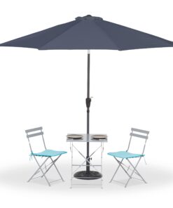 Relaxdays Sonnenschirm Ø 300 cm knickbar mit Kurbel & Schutzhülle für Balkon & Terrasse Anthrazit
