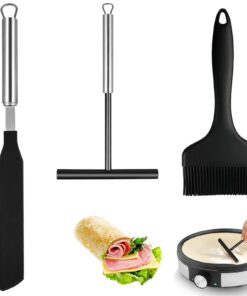 Distributor und Spatula Crêpes Set, Edelstahl 304 und Silikon, 3 Stück, T-Förmiger Teigverteiler