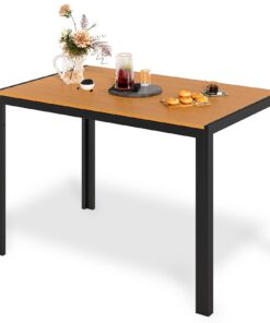 LIFERUN Wetterfest Gartentisch WPC, 110x70cm Rechteckig, Braun fürOutdoor-Balkon und Terrasse
