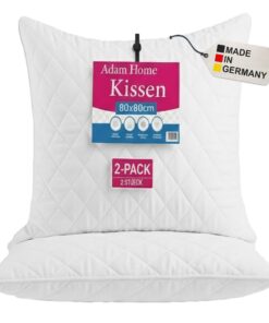 Adam Home Gesteppte Kopfkissen 2er-Pack (80x80cm) für Seitenschläfer, schnell zurückfedernd, staubdicht und hochwertig g