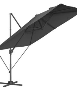 SONGMICS UV-Schutz Sonnenschirm, 270 x 270 cm, um 360° drehbar,GRAY GPU057G02 SONGMICS Ampelschirm, UV-Schutz UPF 50+,