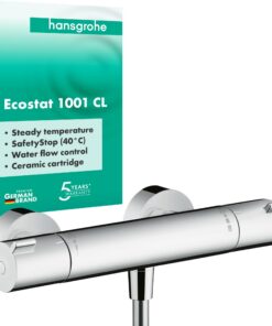 Hansgrohe Ecostat 1001 CL - Duschthermostat Aufputz Chrom, Sicherheitssperre bei 40° C, Duscharmatur mit Thermostat-Arma
