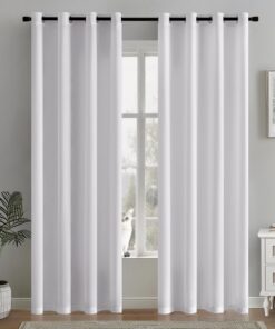 MIULEE Transparente Voile Gardinen für Wohnzimmer Halbtransparent Stores Weiß 2er Set 140x225cm