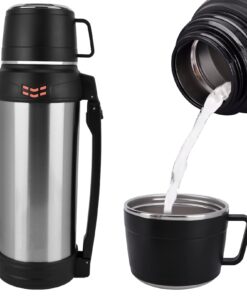 Thermoskanne Vakuumisolierte Trinkflasche - 2 l, Edelstahl Metall, für Heißes und Kühles Getränke, BPA-freier Becher, Tr