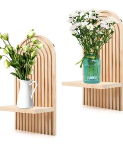 2 Stück Wandregal Holz Boho für Schlafzimmer und Kinderzimmer mit 4 Fixierungsschrauben