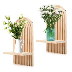 2 Stück Wandregal Holz Boho für Schlafzimmer und Kinderzimmer mit 4 Fixierungsschrauben