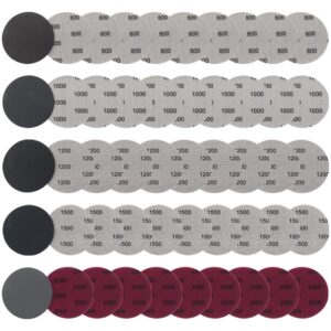Schleifscheiben Pad, 50 Stück Schleifpapier Klett 75mm, 800/1000/1200/1500/2000 Grit Nasse Trockene Schleifscheiben Auto