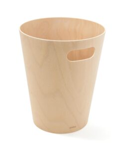 Umbra Woodrow Zweifarbiger Holz Papierkorb – Büro, Badezimmer und Wohnzimmer, 7,5l Fassungsvermögen, Naturreichfarben