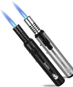 Sondiko Jetflamme Feuerzeug - Gas Nachfüllbar, Einstellbare Flamme & Sicherheitssperre(Schwarz, Silber) Sondiko Jetfla