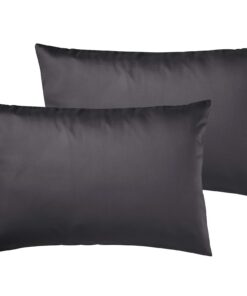 Mako Satin Kissenbezüge 40x60 cm - Traumhaft weiche Deko-Kissen für Ihr Wohnzimmer in dunkelgrau - 100% Baumwolle Set