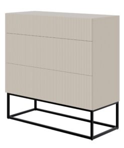 Selsey Kommodenschrank für Schlafzimmer 90 cm mit 3 Schubladen und Schwarzen Beinen Veldio