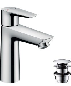 Hansgrohe Talis E - Waschtischarmatur mit Push-Open Ablauf für Bad mit Wassersparfunktion (EcoSmart) und Mischbatterie,