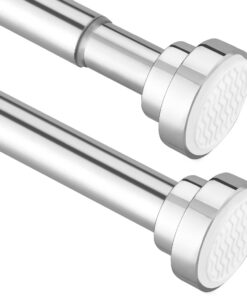 Silber Duschvorhangstange Ohne Bohren, 25mm Teleskopstange, Einstellbare Auszipierbar für Schrank, Bad und Fenster, 76-1