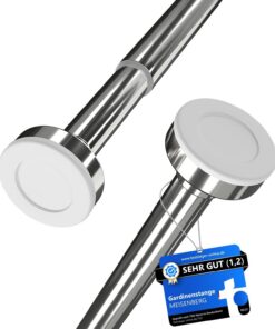 MEISENBERG Klemmbare Gardinenstange 90-160cm - Duschstange ohne Bohren - Silber - Teleskopstange - 1 Stück MEISENBERG
