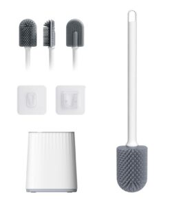 Ibergrif Silikon Klobürste mit Abtropfschale - Anti-Tropf Geruchlos Belüftet, Weiss M34151-2