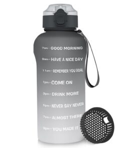 WEMEET 2L Trinkflasche Sport BPA Frei Schwarz-Weiß Fitness-Otdoor-Zeitmarkierung