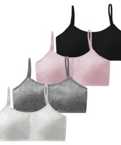 TGKEAIY 4er-Pack Mädchen Sport BHS – Baumwolle Bralette Top für 12-15 Jahre Kinder & Damen mit Fest Schultergurt & Verst