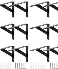 12 Stück Schwarz Stahl Winkel Regalträger 150x95mm für Bücherregale und Schwerlastmontage | 90 Grad Regalhalterung für