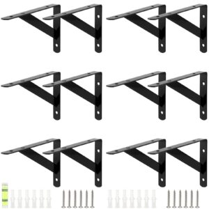 12 Stück Schwarz Stahl Winkel Regalträger 150x95mm für Bücherregale und Schwerlastmontage | 90 Grad Regalhalterung für
