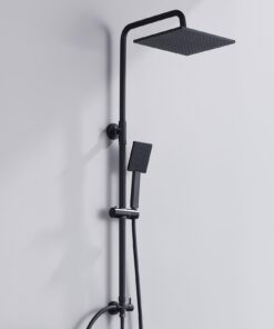 Auralum Regendusche Schwarz Höhenverstellbar für Badesystem Duschstange 74-109cm Recycled Claim Standard Blended