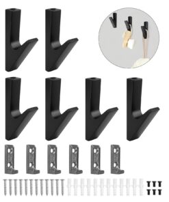 KINHARD Robust & Platzsparend Schwarz Kleiderhaken – 6 Stück 16mm Wandpaneele Haken für Wohnzimmer, Schlafzimmer, Bad &