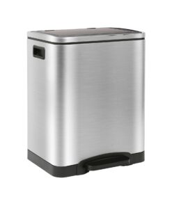 Harbour Housewares Doppelter Küchen-Treteimer 30L (2x15L) Edelstahl Gebürstet mit Sanftem Schließen