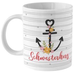 GRUSS & CO Zaubertasse Schwesterherz | Porzellan, 35 cl, Überraschung, Geschenk lustig | Geschenkbox, Motiv-Wechsel-Tass
