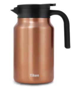 Tiken 1,5L Thermoskanne aus Doppelwändem Edelstahl | Isolierkanne | Kaffeekanne mit Quick Tip Verschluss