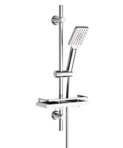 Görbach Edelstahl Duschset für Badezimmer mit Duschablage und Duschstange 180x70cm Chrom