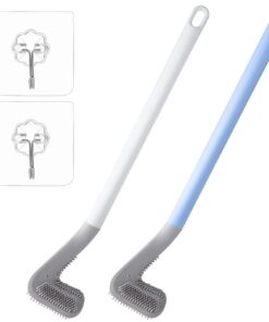 2er Set Golf Silikon Toilettenbürste Langstielig für Ecken & Spalten Bathroom Cleaning Brush